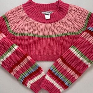 Pink striped cropped sweater  Size L